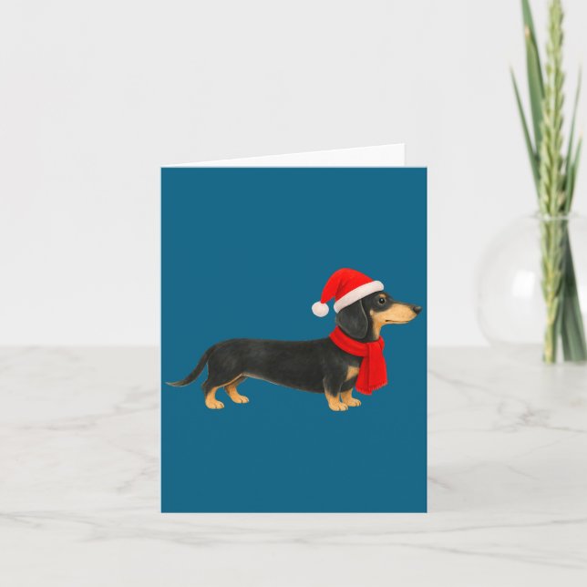 Santa Hat Dachshund Christmas Funny Cute Dog Mom  Karte (Vorderseite)