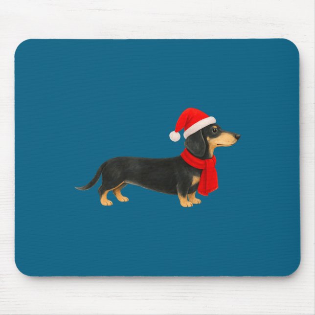 Santa Hat Dachshund Christmas Funny Cute Dog Mom  Mousepad (Vorne)