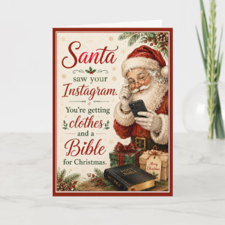 Santa hat dein Instagram gesehen Lustige Weihnacht Feiertagskarte