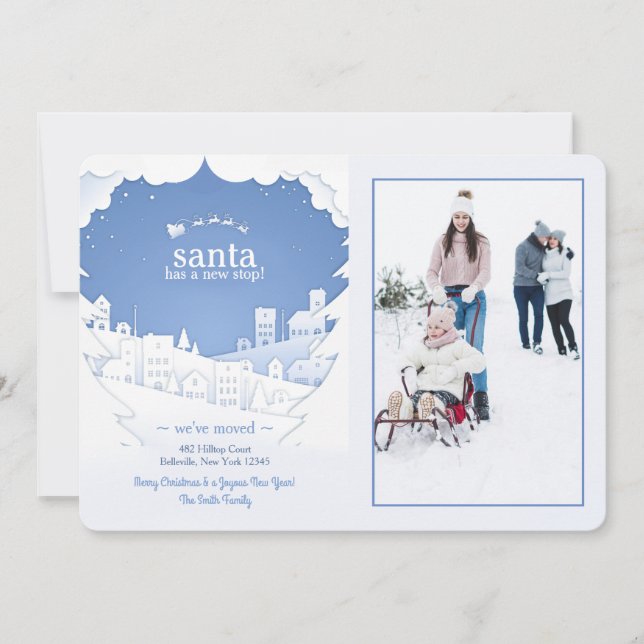 Santa hat eine neue Stopp Holiday Foto-Karte Einladung (Vorderseite)