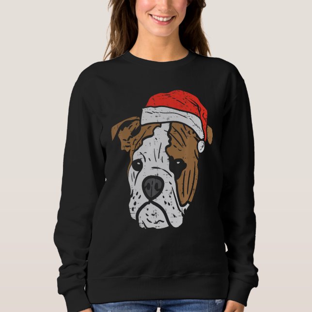 Santa Hat English Bulldog Christmas Pet Dog  Owner Sweatshirt (Vorderseite)