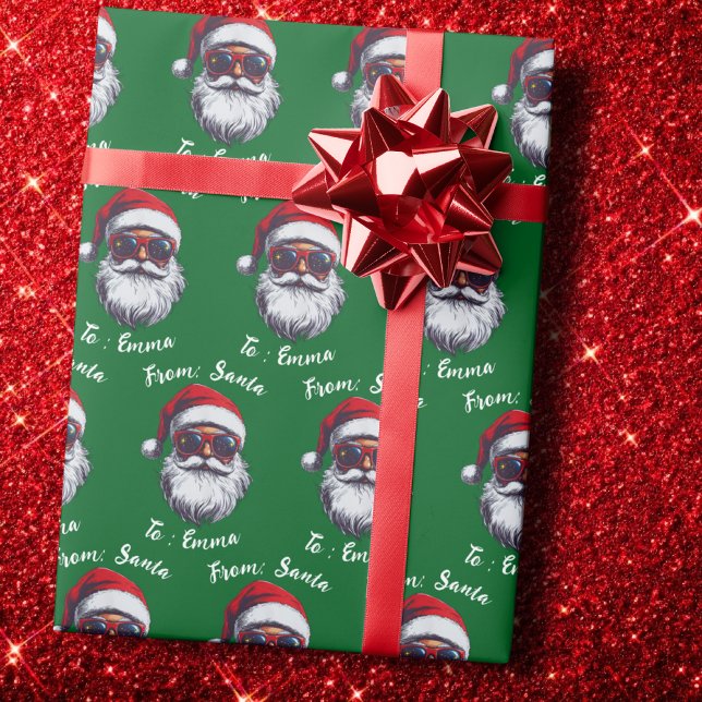 Santa Hat Gift Wrap, Custom Name Holiday Gift Geschenkpapier (Von Creator hochgeladen)