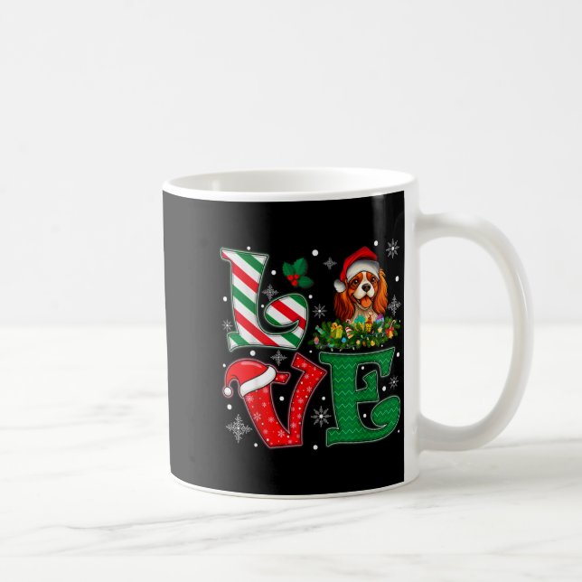 Santa Hat Love Cavalier King Charles Spaniel Dog X Kaffeetasse (Rechts)