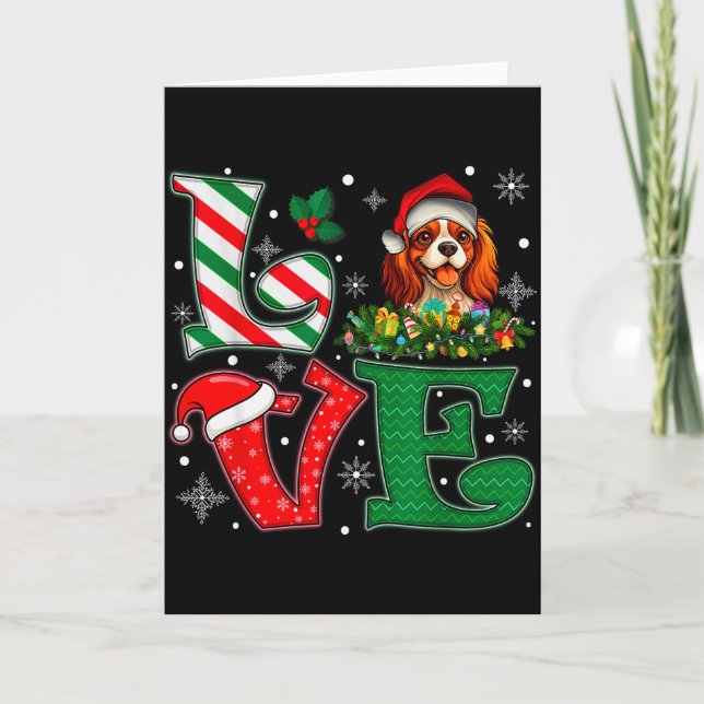 Santa Hat Love Cavalier King Charles Spaniel Dog X Karte (Vorderseite)
