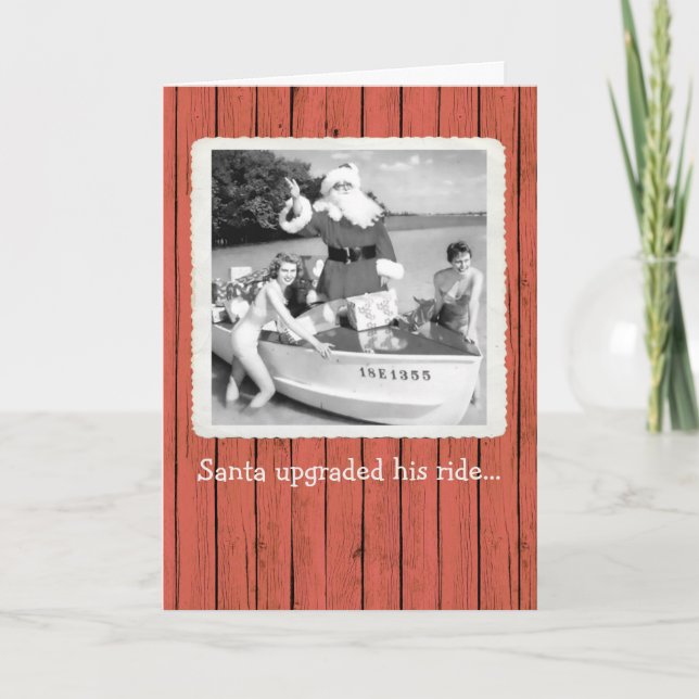 Santa hat seine Weihnachtskarte für den Weihnachts Dankeskarte (Vorderseite)