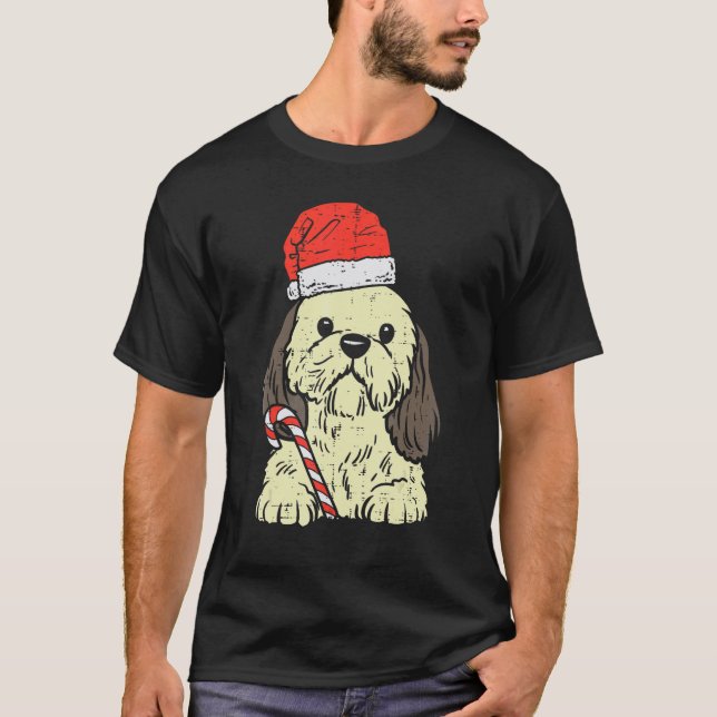 Santa Hat Shih Tzu Dog Christmas Xmas Men Women T-Shirt (Vorderseite)