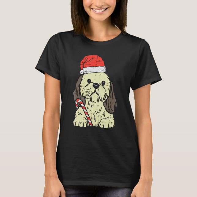 Santa Hat Shih Tzu Dog Christmas Xmas Men Women T-Shirt (Vorderseite)