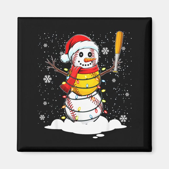 Santa Hat Snowman Xmas Funny Baseball Softball Chr Magnet (Vorne)