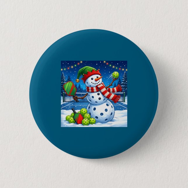 Santa Hat Snowman Xmas Funny Ckleball Christmas  Button (Vorderseite)