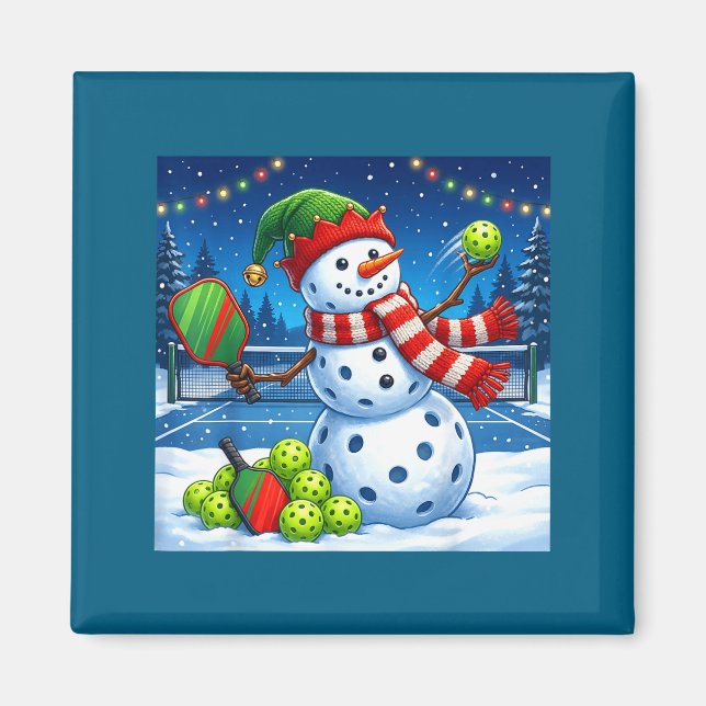 Santa Hat Snowman Xmas Funny Ckleball Christmas  Magnet (Vorne)