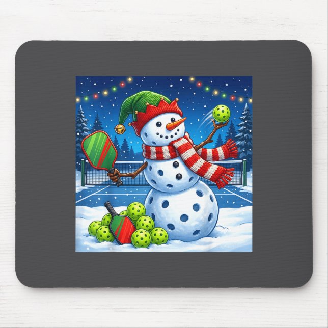 Santa Hat Snowman Xmas Funny Ckleball Christmas  Mousepad (Vorne)