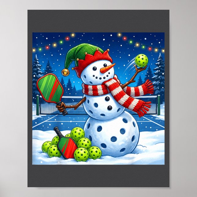 Santa Hat Snowman Xmas Funny Ckleball Christmas  Poster (Vorne)
