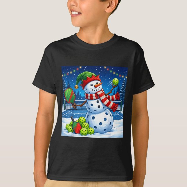 Santa Hat Snowman Xmas Funny Ckleball Christmas  T-Shirt (Vorderseite)