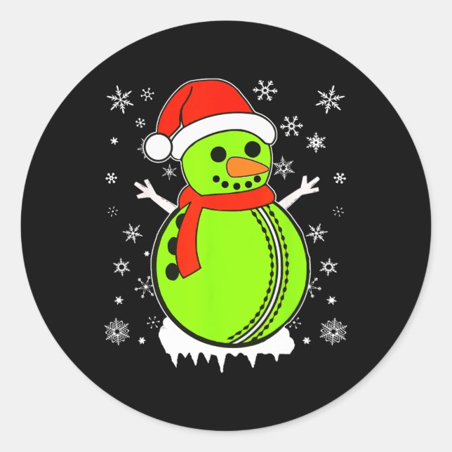 Santa Hat Snowman Xmas Funny Cricket Ll Lover Chri Runder Aufkleber (Vorderseite)
