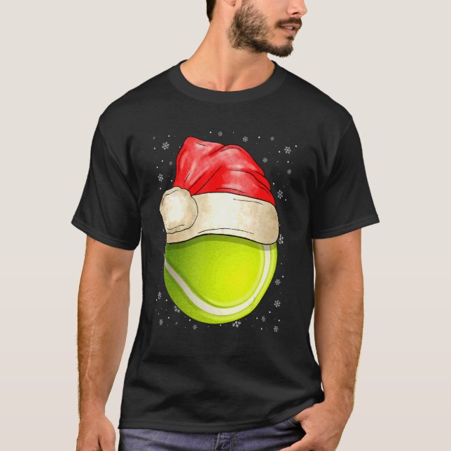 Santa Hat Tennis Christmas Cute Sport  Ugly Xmas T-Shirt (Vorderseite)