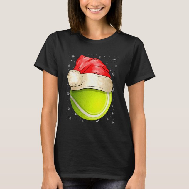 Santa Hat Tennis Christmas Cute Sport  Ugly Xmas T-Shirt (Vorderseite)