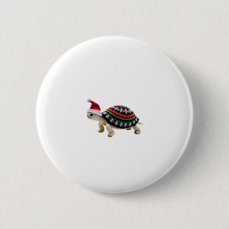 Santa Hat Tortoise - Vintage Sea Turtle Xmas Ugly  Button