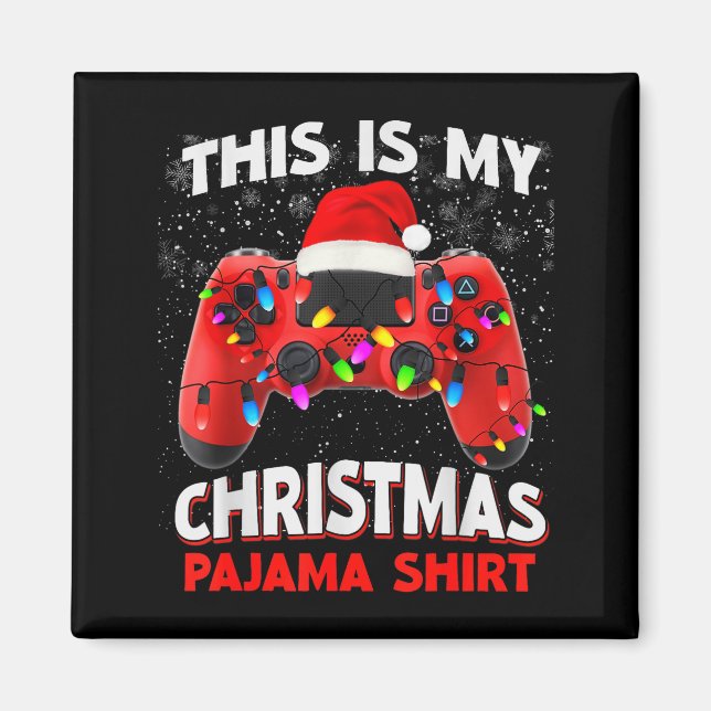 Santa Hat Video Gamer Shirt, This Is My Christmas  Magnet (Vorne)
