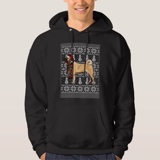 Santa Hat Xmas Akita Ugly Christmas Hoodie (Vorderseite)
