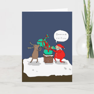 Santa Hates Cyclists | Funny Comic Christmas Card Feiertagskarte