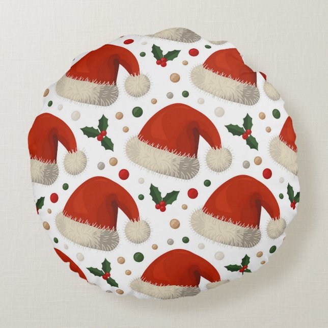 Santa Hats Rundes Kissen (Rückseite)