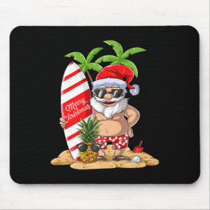 Santa-Hawaii-Surfing-T-Shirt-Weihnachten-Sommer-Su Mousepad