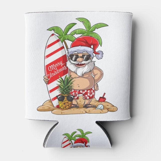 Santa Hawaiian Surfing Weihnachtssurf Hawai Dosenkühler (Vorderseite)