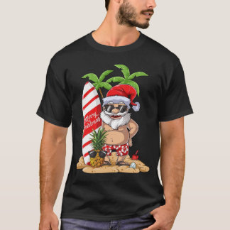 Santa Hawaiian Surfing Weihnachtssurf Hawai T-Shirt