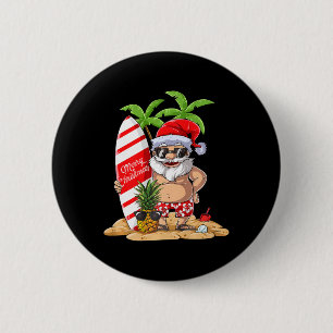 Santa Hawaiianisches Surfen T-Shirt Weihnachten So Button