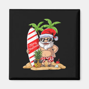 Santa Hawaiianisches Surfen T-Shirt Weihnachten So Magnet