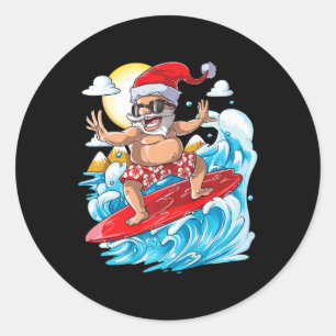 Santa Hawaiianisches Surfen T-Shirt Weihnachten So Runder Aufkleber