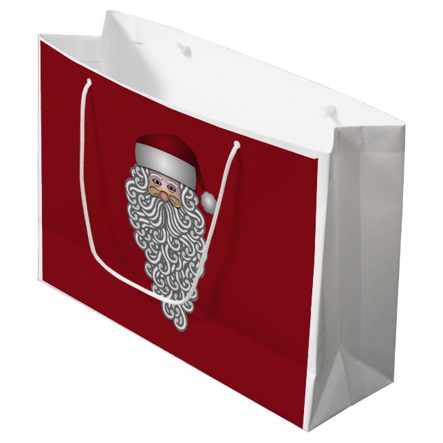 Santa Head mit Curry Bart Große Geschenktüte (Vorderseite Schrägansicht)