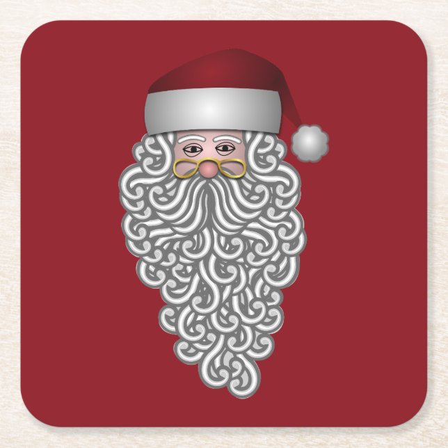Santa Head mit Curry Bart Red Rechteckiger Pappuntersetzer (Vorderseite)