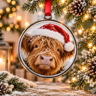 Santa Highland-Kuh-Metall-Weihnachtsbaumanhänger Ornament Aus Metall