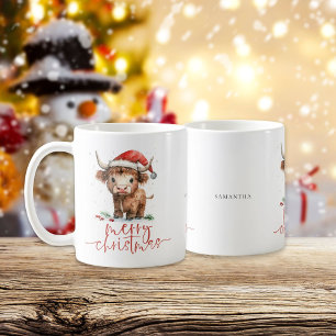 Santa Highland Kuh Script Name Merry Weihnachten Kaffeetasse
