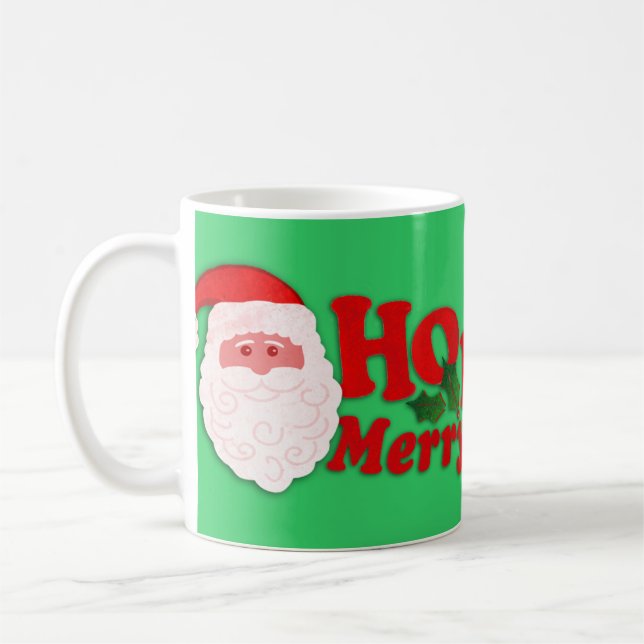 Santa "Ho Ho Ho Frohe Weihnachten" grüne Tasse (Links)