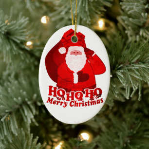 Santa HO HO Ihr Gruß rot-weiß Ornament