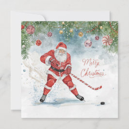 Santa Hockey Christmas Card  Feiertagskarte