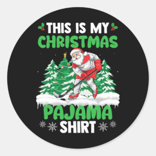 Santa Hockey Spieler Xmas Sport Das Ist Mein Weihn Runder Aufkleber