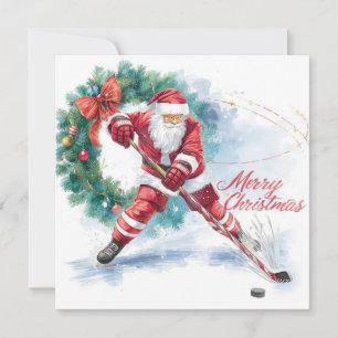 Santa Hockey Weihnachtskarte Feiertagskarte