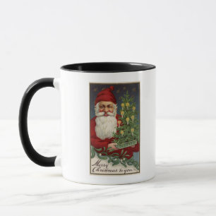 Santa Holding a Candlelit Tree Tasse