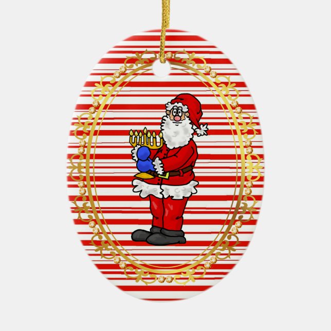 Santa Holding Menorah Chrismukkah Ornament (Vorne)