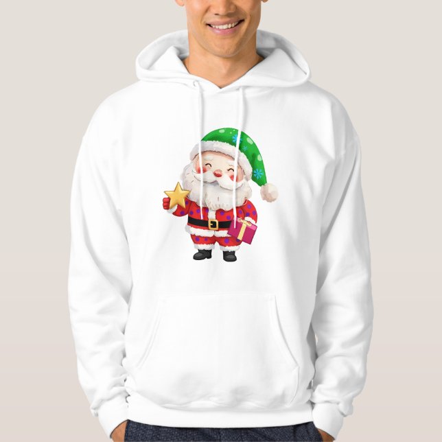 Santa Holding Star & Gift Hoodie (Vorderseite)