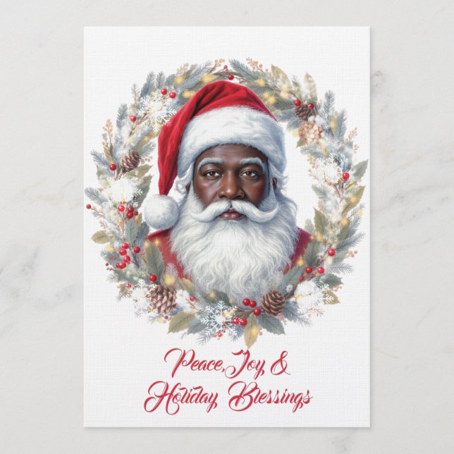 Santa Holiday Blessings Flat Card Einladung (Vorderseite)
