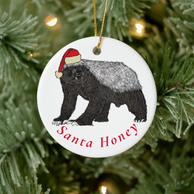 Santa Honey Badger Funny Zitat Keramik Ornament (Baum)