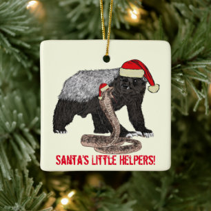 Santa Honey Badger und Snake Funny Irony Keramikornament
