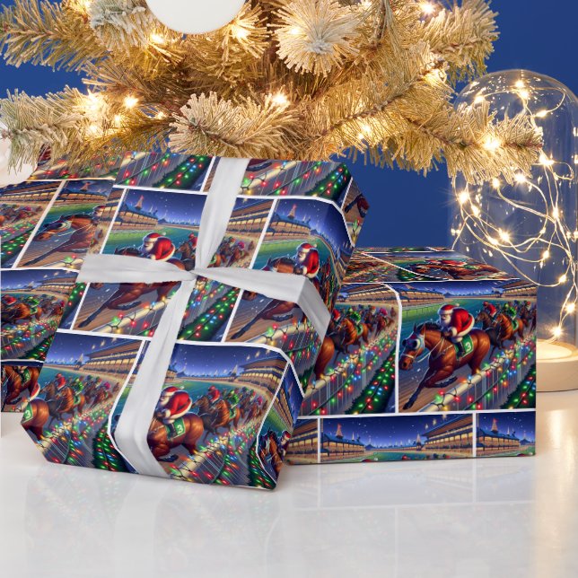 Santa Horse Racing Jockey Weihnachten Geschenkpapier (Feiertage)