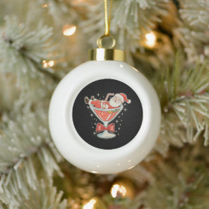 Santa Hot Mess Martini Glas Weihnachten Xmas Keramik Kugel-Ornament