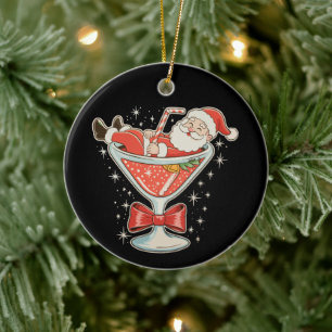 Santa Hot Mess Martini Glas Weihnachten Xmas Keramik Ornament
