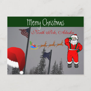 Santa House Reindeer Sleigh Blizzard Storm Frozen Feiertagspostkarte